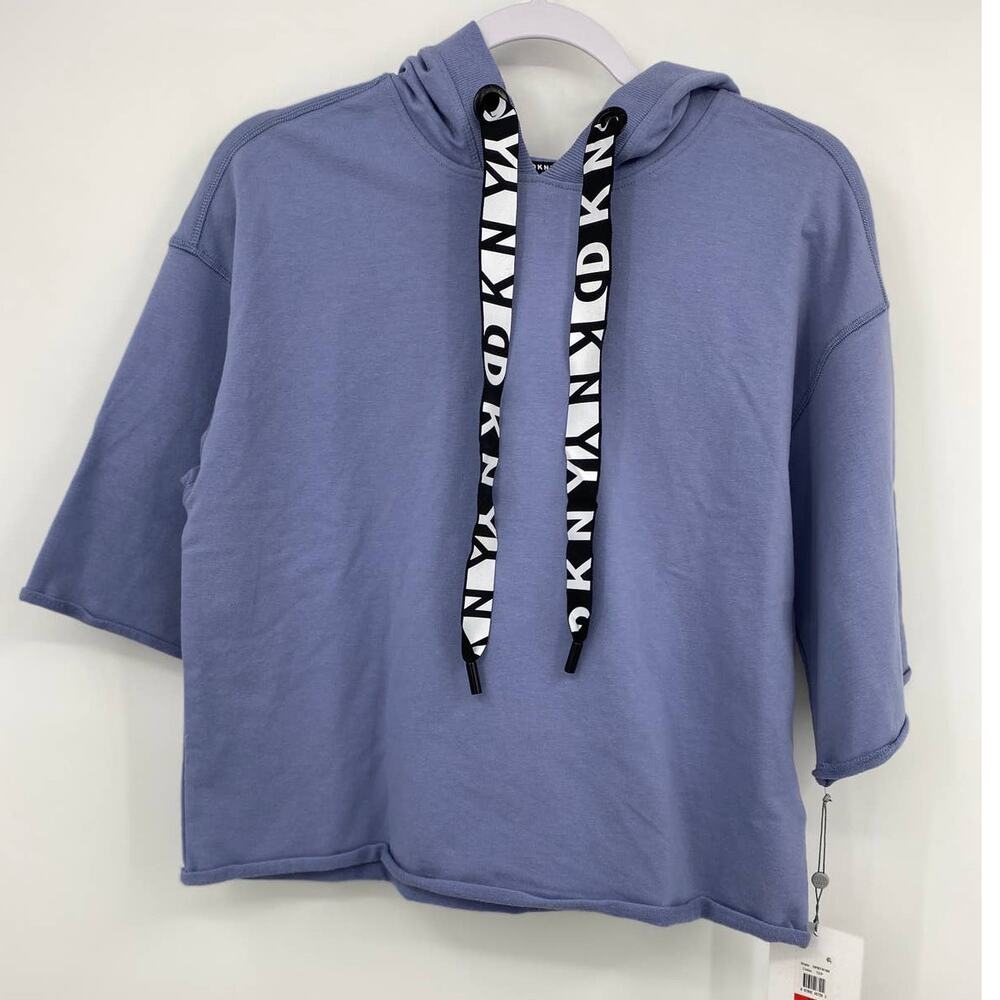 DKNY Sport Womens Purple Blue Cropped Hoodie Sweater Top NEW XS